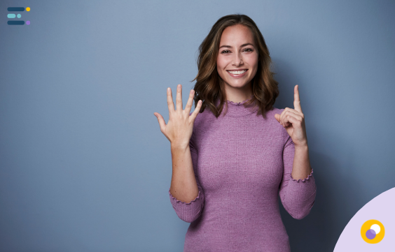 Woman counting six